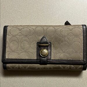 Coach Tan and Brown Signature Wallet